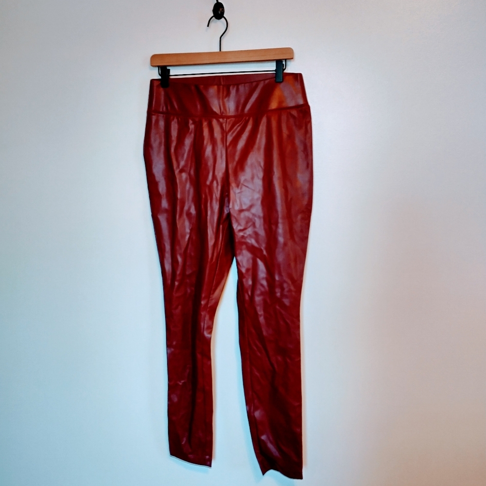 INC red brown high waisted leggings with some stretch size 10